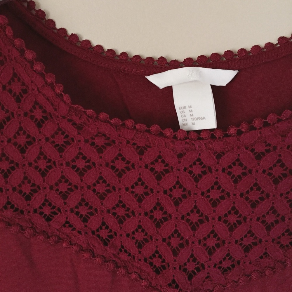 NWOT h&m burgundy lace top